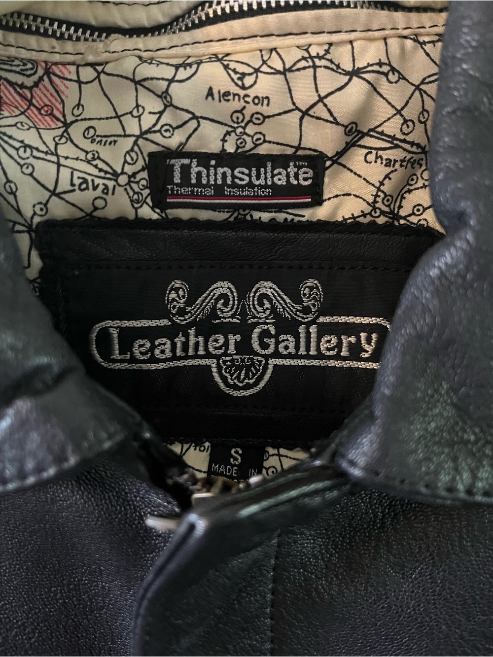Leather Gallery Men’s size Small Black Leather Bomber Jacket with Thinsulate